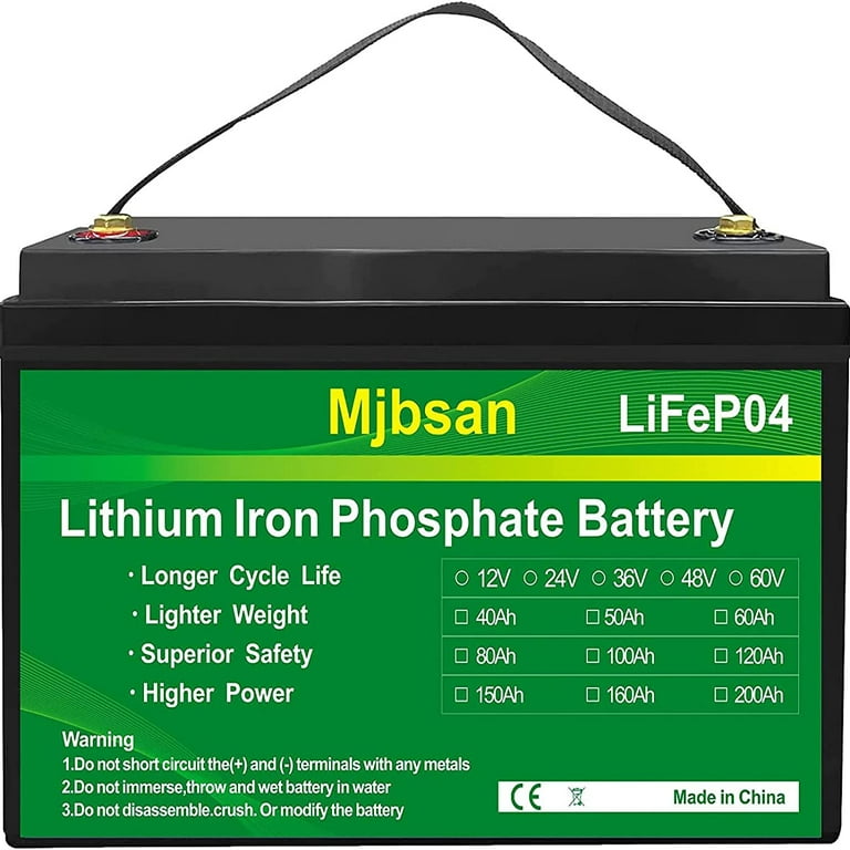 Mjbsan LiFePO4 12V 100AH Battery Deep Cycle Low Temperature Protection High  Capacity Rechargeable LiFePO4 Battery with BMS for RV, Camper, Marine,  Land, Van, Solar, Outdoor Power 
