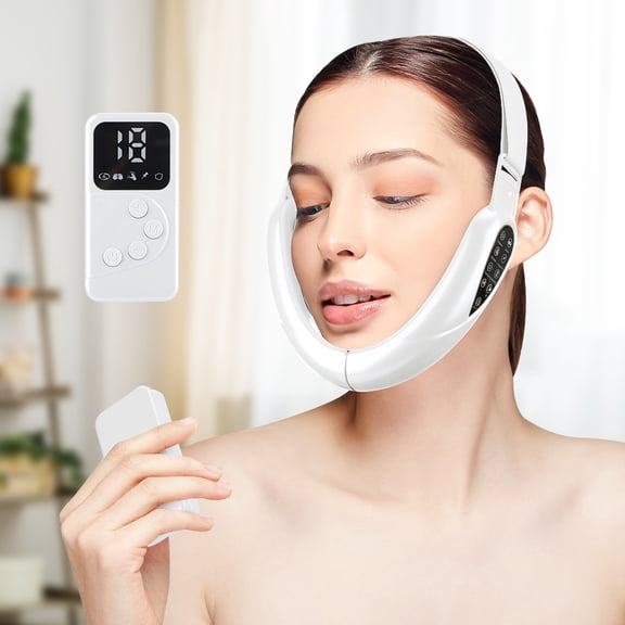 Mjdoas V-Shaped Facial Contour Tool, Electric Face Sculpting Device for Jawline and Cheeks, Adjustable Intensity Beauty Instrument for Home Use White