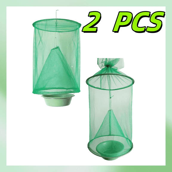 BOZHOU 2 PCS Ranch Fly Traps Fly Traps Outdoor - Reusable Versatile Application Hanging Catcher Detachable Non-toxic Cage for Indoor Outdoor Family Farms Park Restaurants
