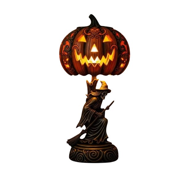 Mjers 2025 NEW Halloween Pumpkin Night Light - Cute&Spooky Pumpkin Night Light Resin LED Lamp Rechargeable