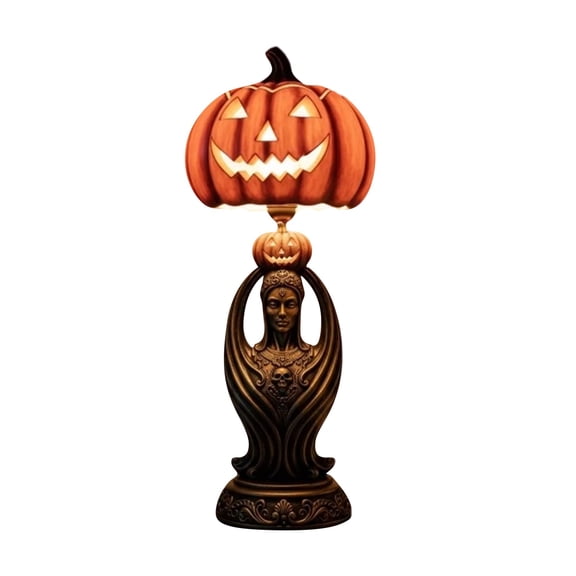 Mjers 2025 NEW Halloween Pumpkin Night Light - Cute&Spooky Pumpkin Night Light Resin LED Lamp Rechargeable