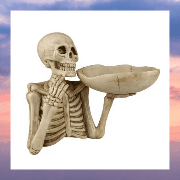 Mjers Halloween Candy Dish - Halloween Candy Bowl Halloween Skull Bowl Candy Box,Halloween Resin Skeleton Candy Dishes, Snack Tray Innovative Tabletop Storage Box for Indoor Decoration