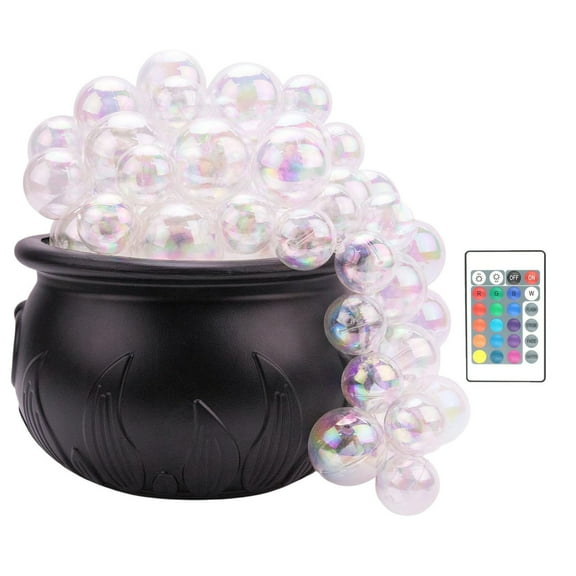 Mjers Halloween Decorations (Indoor Use) - DIY Bubbling Potion Cauldron Set - Black Bowl Magic Party Decorations - Spooky Retro Style Home Kitchen Party Table Decorations (Multi-Color Lights)