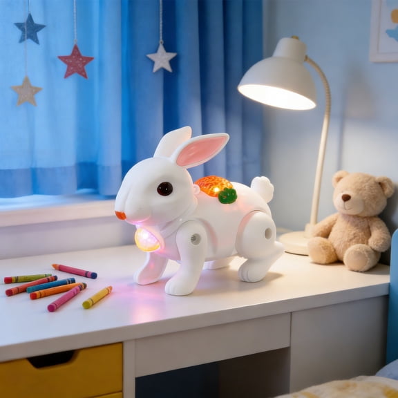 Mjers Hopping Rabbit with Carrot Interactive Electronic Pet Plush Bunny Toy with Sounds and Movements Animated Walking Gift for Boys Girls Birthday, The Gift for New Year Easter Valentine