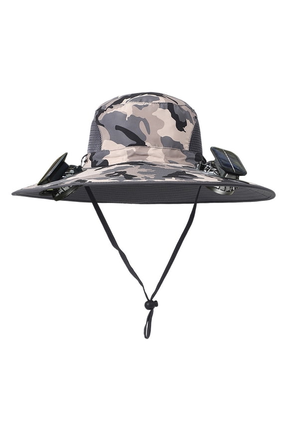 Solar Fan Hat, Camouflage Hat with Fans Solar Power, 2025 Fan Hat, No1 In Fishing Hats - Fans On Both Sides To Help Cool Down Quickly, Wide Brim Hats for Women and Man Fishing, Hiking