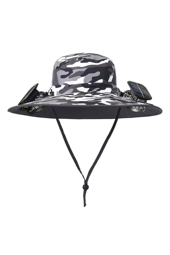 Solar Fan Hat, Camouflage Hat with Fans Solar Power, 2025 Fan Hat, No1 In Fishing Hats - Fans On Both Sides To Help Cool Down Quickly, Wide Brim Hats for Women and Man Fishing, Hiking