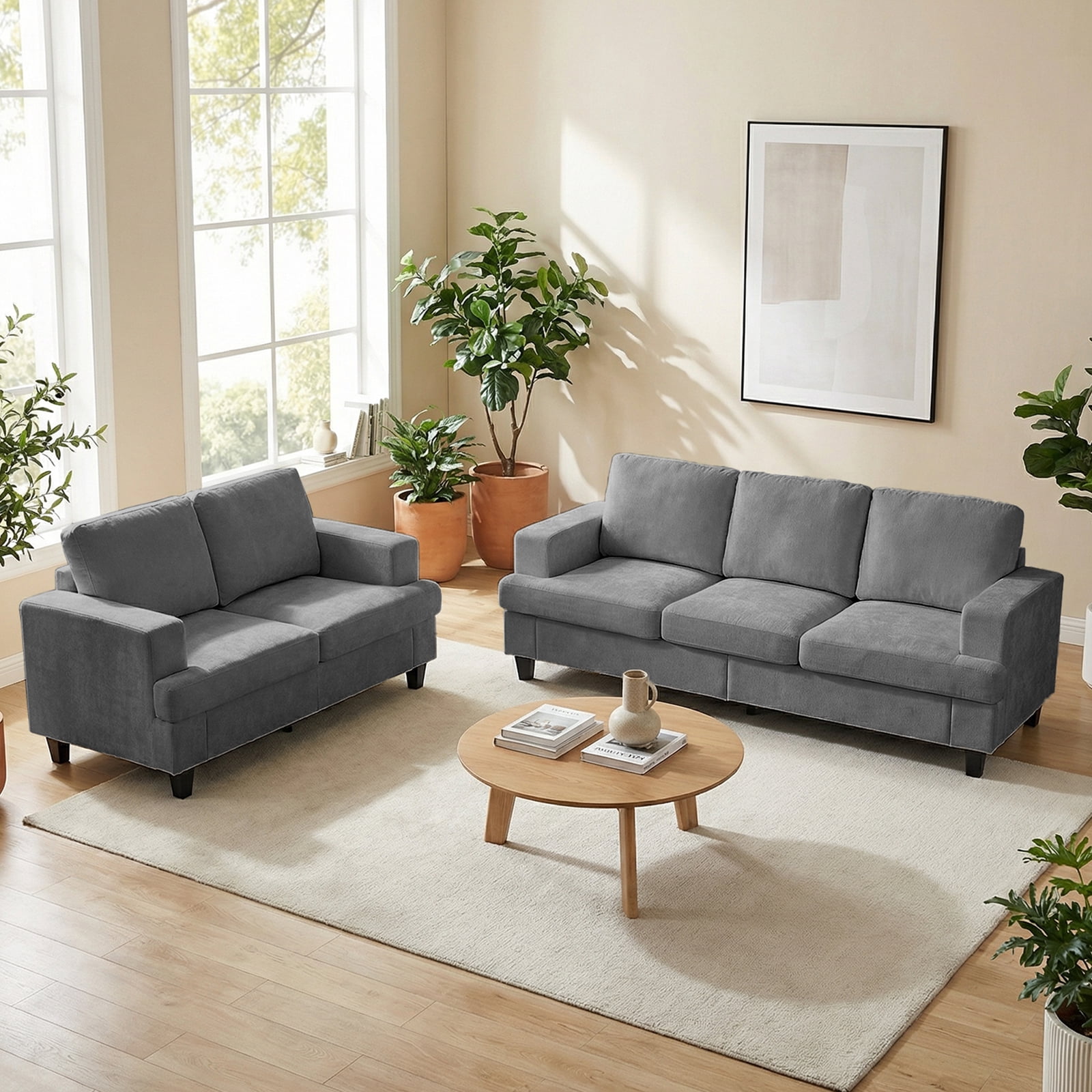 Mjkone 2-Piece Living Room Furniture Sets, Chenille Couch and Loveseat ...
