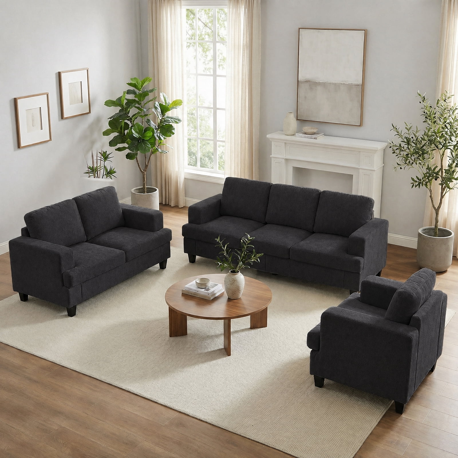 Mjkone Living Room Furniture Sofa Sets, Modern 3 Pieces Sectional Sofa ...