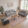 thumbnail image 1 of Mjkone 3 Piece Living Room Furniture Sets, Chenille Couch and Loveseat Set, Modern Sectional Sofa Sets for Living Room,Light Grey, 1 of 7
