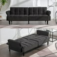 Mjkone 77" W Convertible Futon Sofa Bed, Velvet Loveseat Sleeper Sofa