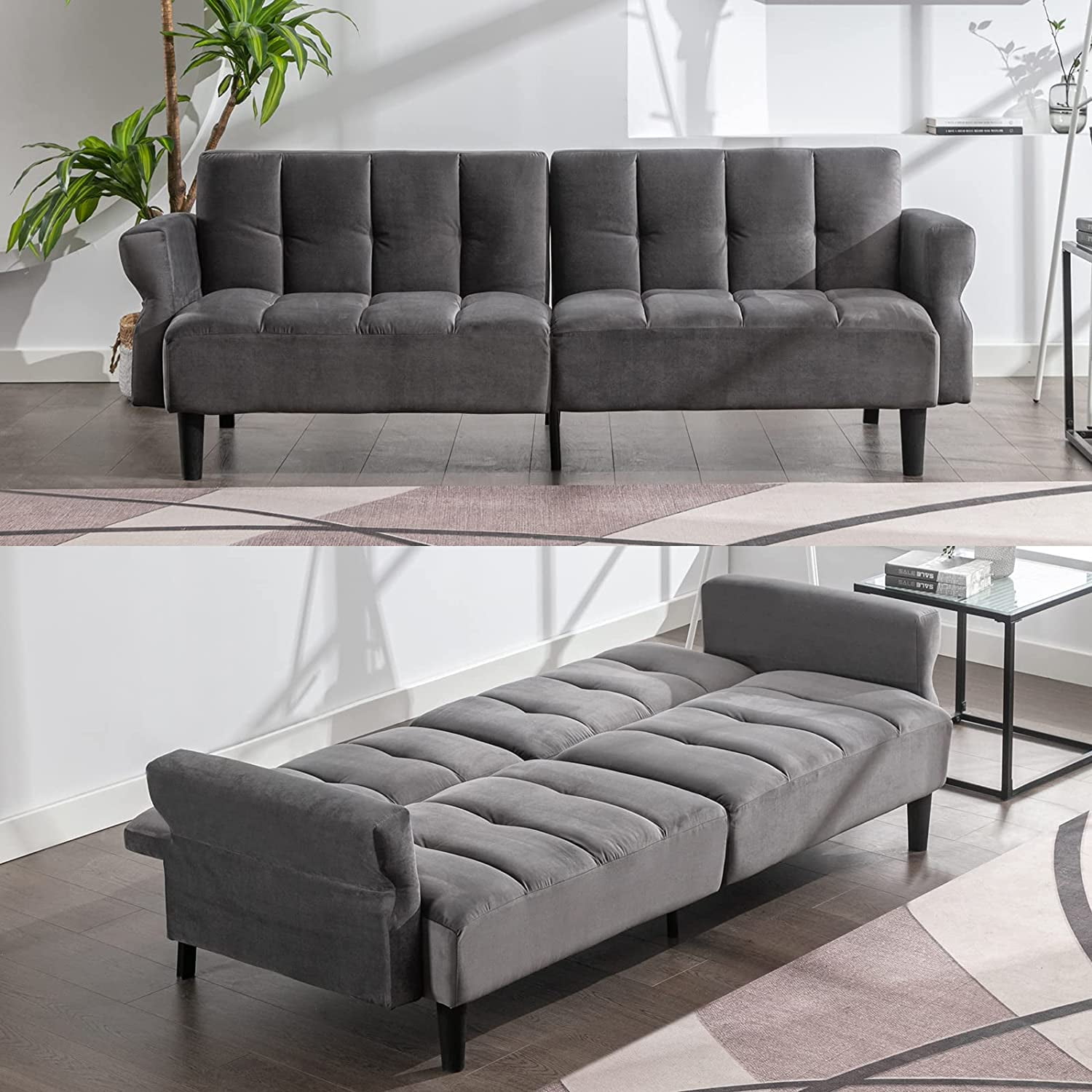 Grey futons for sale deals