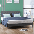 thumbnail image 1 of Mjkone Bed Frame with Headboard,Queen Upholstered Platform Metal Bed Frame with Steel Slat Support / No Box Spring Needed / Easy Assembly/No Mattress,Dark Grey, 1 of 7