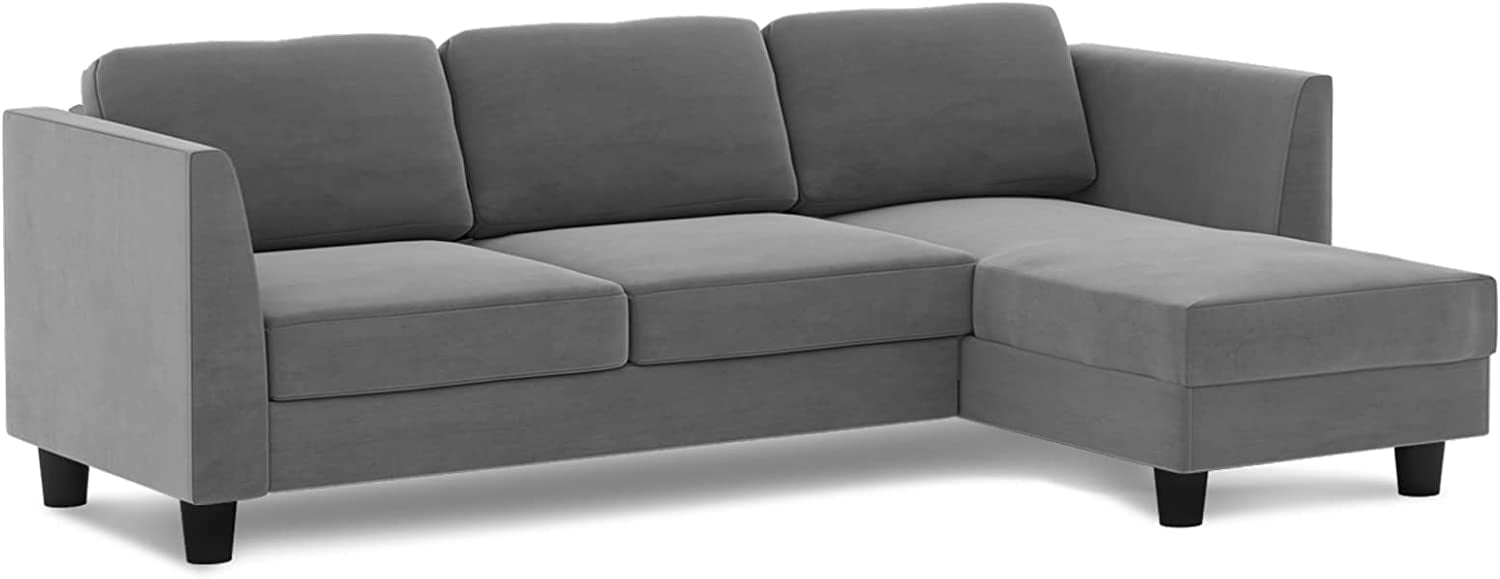 Mjkone Convertible Sectional Sofa Couch, 86" W Velvet Sofas for Living
