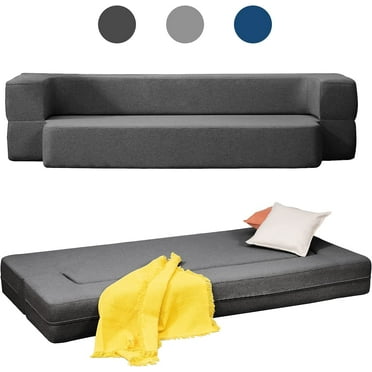 Mjkone Foam & Linen 42.5" x 79.9" x 19.7" Futon Queen Size Folding Sofa with Removable Cover, Gray