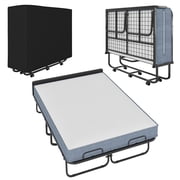 Mjkone Full Size Folding Bed with Mattress,Rollaway Bed for Adults,Foldable Rollaway Bed with Wheels for Bedroom/Guest Room