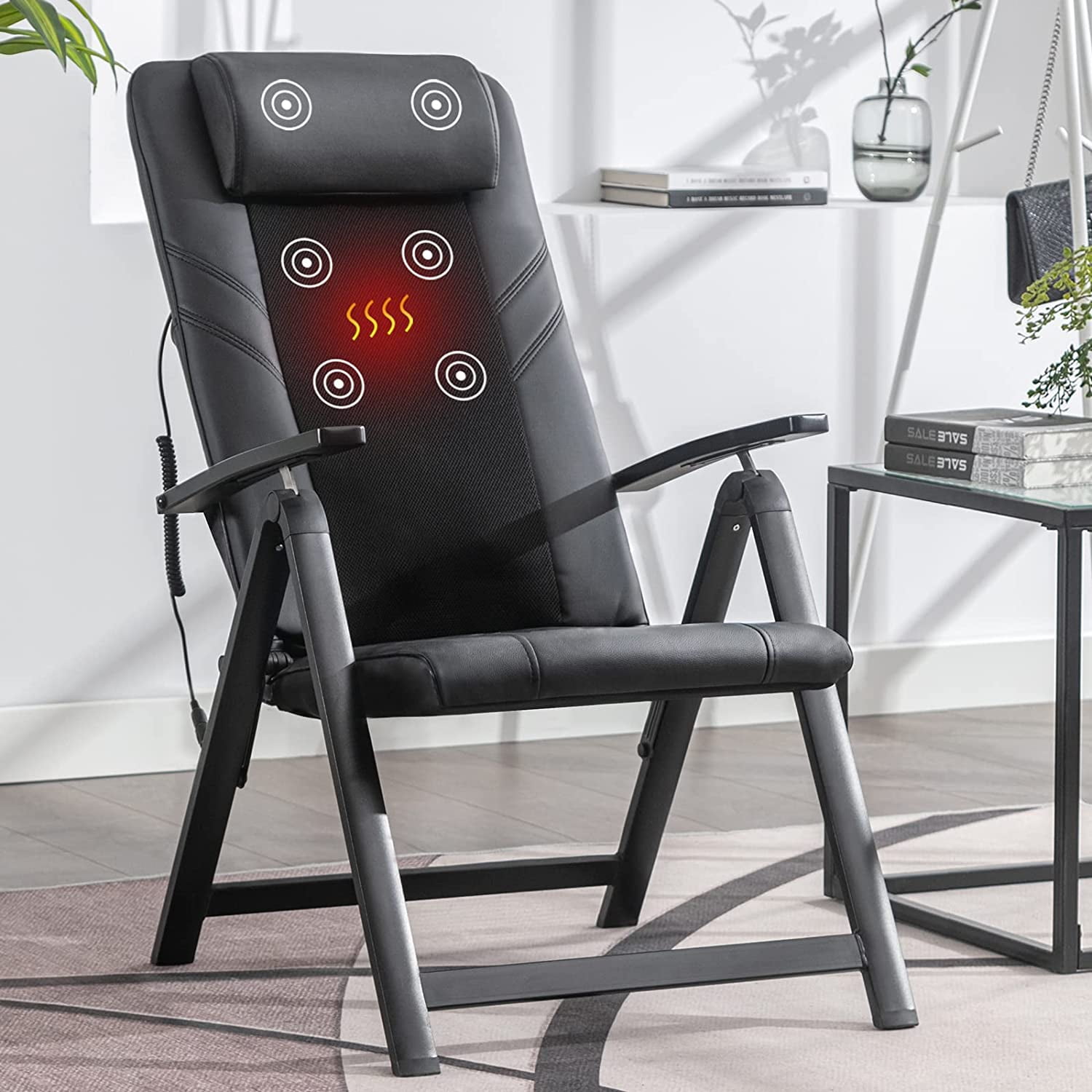 Mjkone Folding Shiatsu Massage Chair with Adjustable Backrest and Back