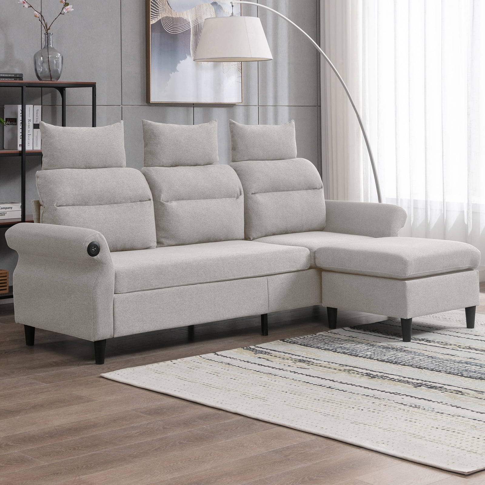 L shaped couch 2024 with usb ports