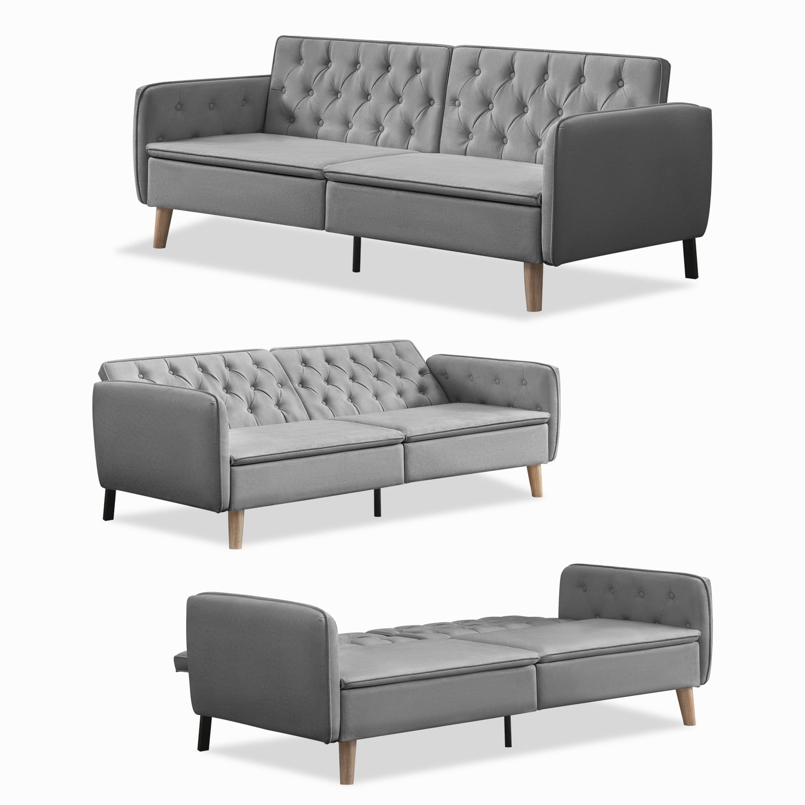 Mjkone Modern Convertible Split Back Sleeper Sofa Bed with Adjustable