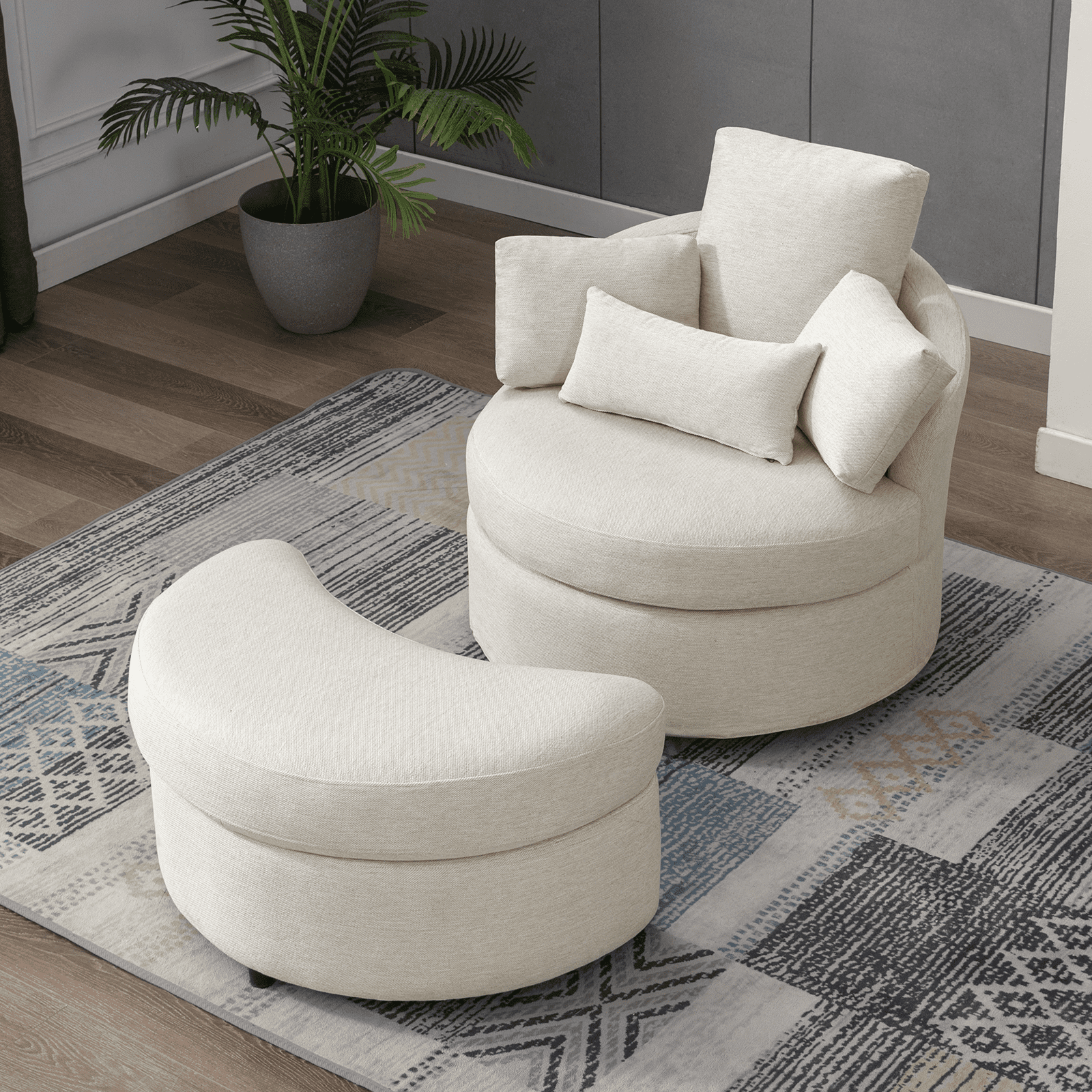 OMO Modern Memory Foam Lounge Chair with Ottoman