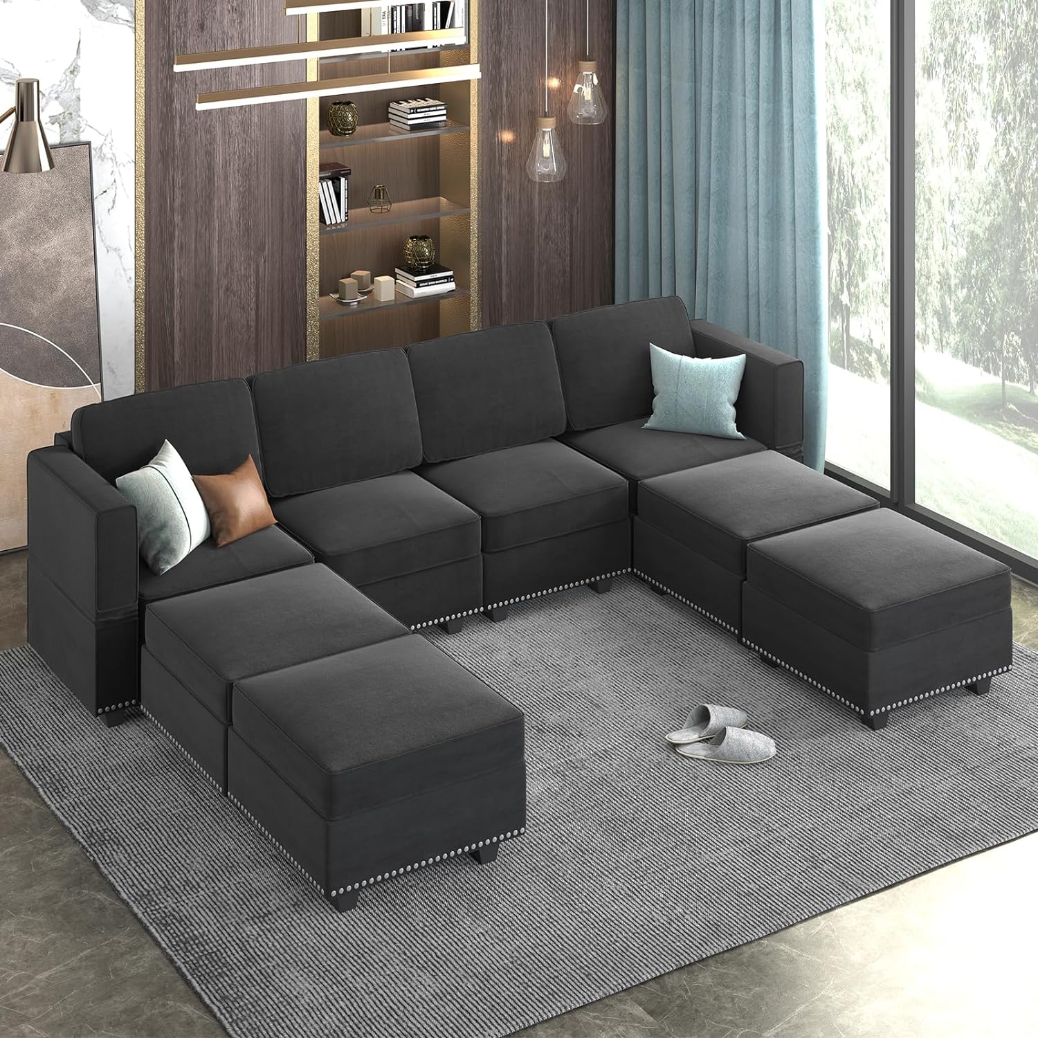 Mjkone Modular Sectional Sofa with Adjustable Armrest and Backrest for