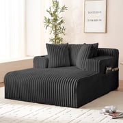 Mjkone Oversized Chaise Lounge Chair Indoor,Corduroy Upholstered Cloud Sleeper Sofa,Deep Seat Sofa for Living Room/Bedroom,Dark Gray