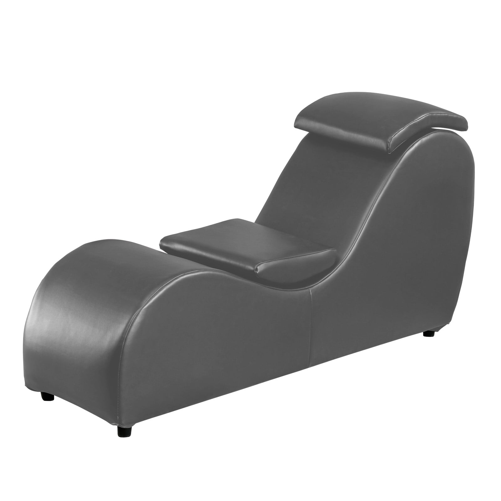 Mjkone PU Leather Yoga Chair Curved Yoga Chaise Lounge with Washable Cover for Stretching Exercising Relaxing Dark Grey