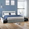 Mjkone Platform Bed Frame with 4 Storage Drawers, Upholstered King Size