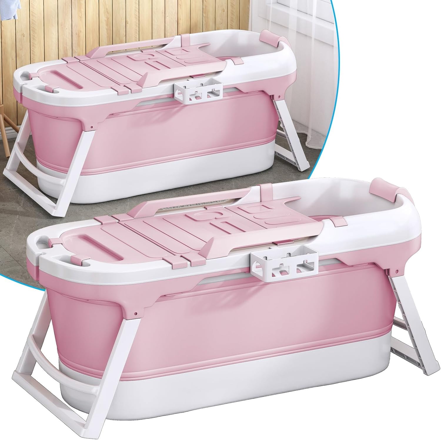 Mjkone Portable Bathtub Adult with 2 Side Handles and Strong Bracket ...