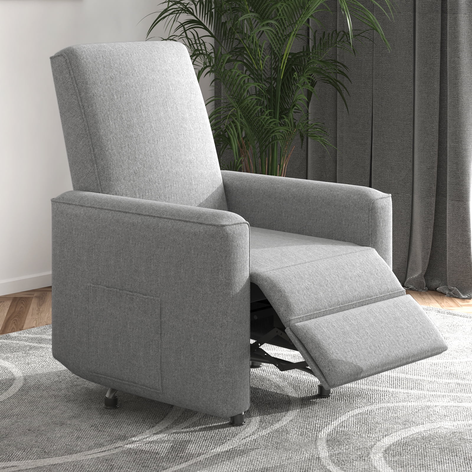 Mjkone Recliner Chair with 360° Glider Swivel, Upholstered Push Back