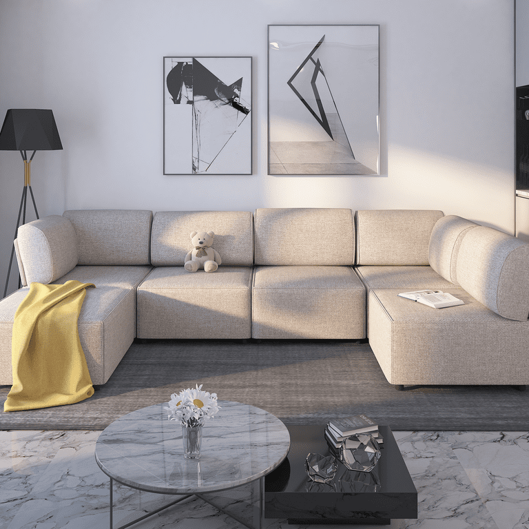 Mixoy Living Room Sofa Couch Set Upholstered With Adjule Armrests And Backrest Minimalist Sleeper Sofas Couches Light Grey 1 Piece
