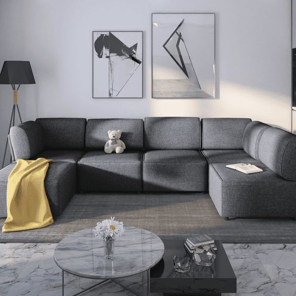 Mjkone Sectional Couch/Futon Sofa Bed, Variable Modular Oversized Couch, U/L Shaped Couch and Queen Sleeper Sofa, Convertible Sofa Set for Living Room, Furniture for Living Room