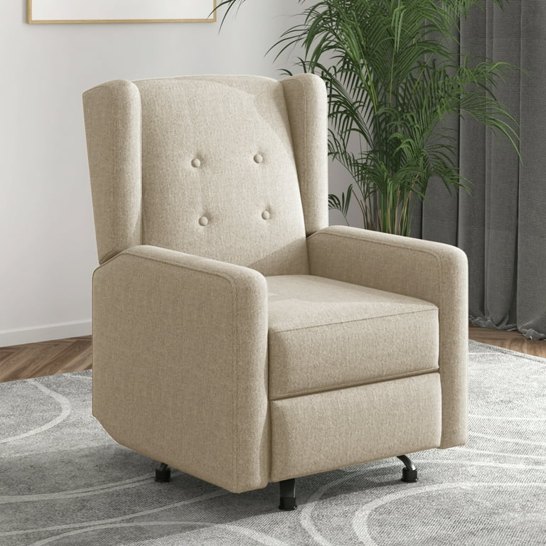 Mjkone Swivel Glider Push Back Recliner Single Adjustable Reclining Chair with Breathable Durable Fabric for Living Room Guest Room Home Theater Den Office and Bedroom Beige Walmart