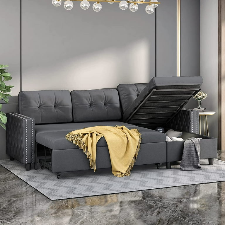 Mjkone Velvet Sectional Sleeper Sofa