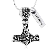 Mjolnir Thors Hammer Urn Necklace for Ashes Nordic Viking Cremation Jewelry for Women Men Celtic Knot Urn Necklace Ashes Pendant for Ashes Holder