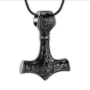 Mjolnir Thors Hammer Urn Necklace for Ashes for Men Celtic Nordic Viking Cremation Jewelry for Women Keepsake Memorial Ashes Pendant