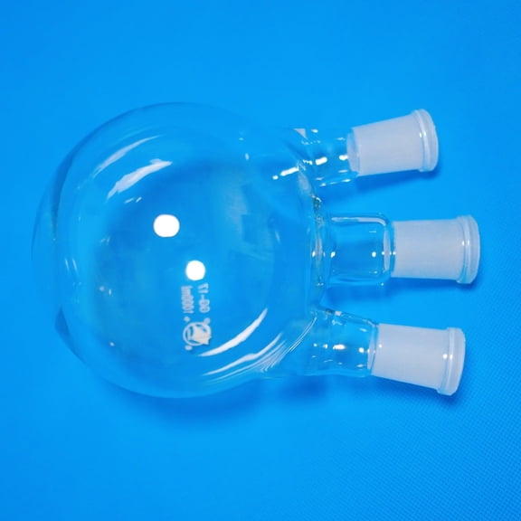 Mjzxynop Lab Glass Round Bottom Boiling Flask 3-Neck 24/40 Joints 3000 ml