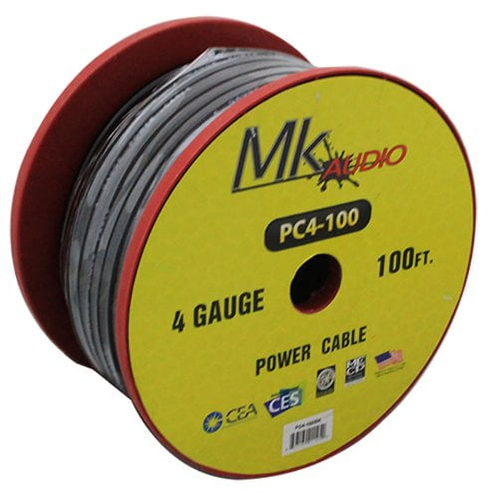 Mk Audio PC4-100BK 4 Gauge Spool Multi-Strand 100 Feet Power Wire Cable ...