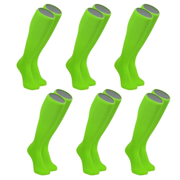 Mk Socks All Sport Knee High Baseball Football Tube Socks, Neon Green (6 Pair Pack) (S)