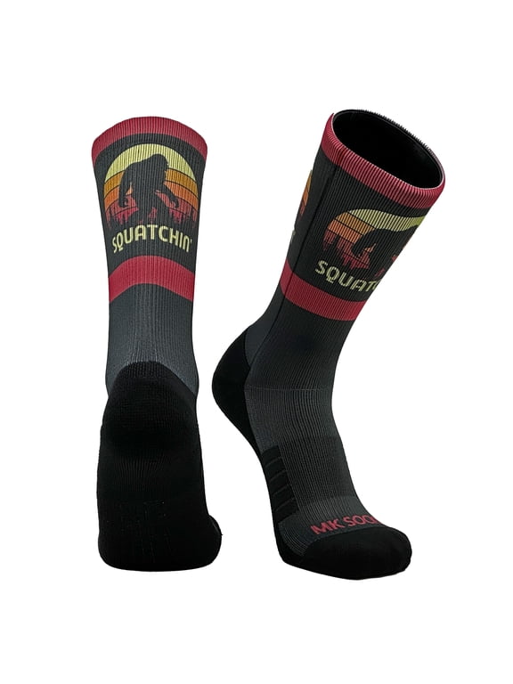 Big Foot Sasquatch Squatchin' Printed Premium Crew Socks (M-L)