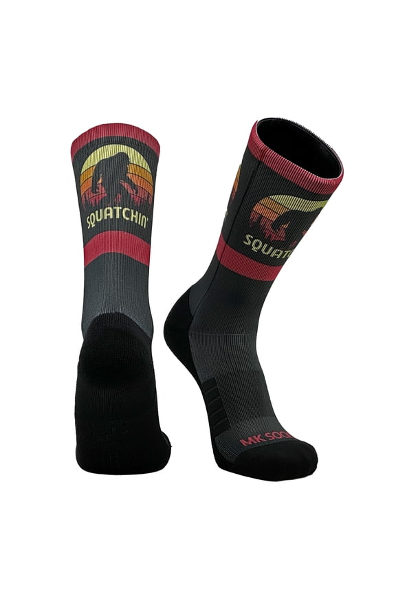 Big Foot Sasquatch Squatchin' Printed Premium Crew Socks (M-L)