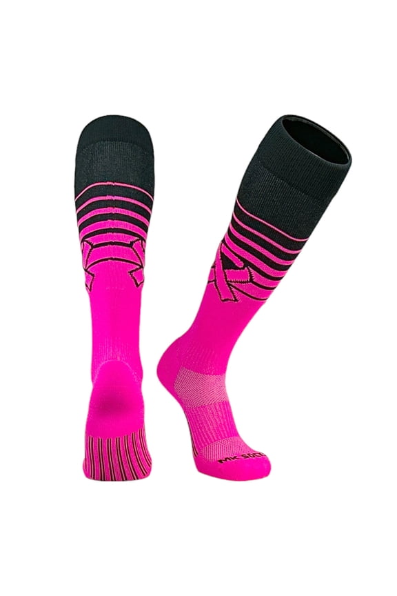 Breaker Fade Breast Cancer Aware Ribbon Long Socks - Black Hot Pink (L)