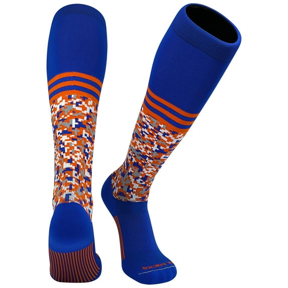Mk Socks Digital Camo Stripe Blue Orange Knee-High Long Sports Socks (S)