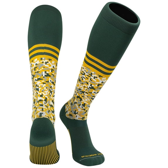 Mk Socks Digital Camo Stripe Green Gold Knee-High Long Sports Socks (L)