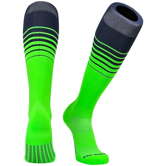 Mk Socks Elite Breaker Fade Baseball Football Soccer Knee High Socks - Navy Neon Green