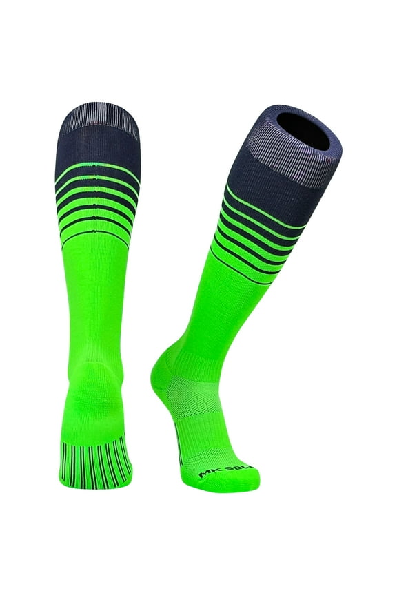 Elite Breaker Fade Baseball Football Soccer Knee High Socks - Navy Neon Green