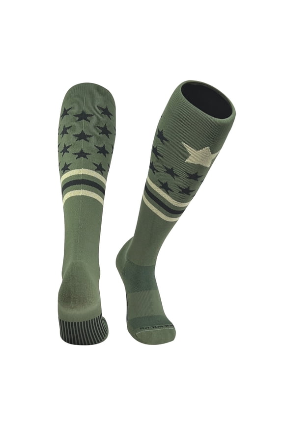 Patriot USA Flag Military Green Knee-High Long Sports Socks (M)