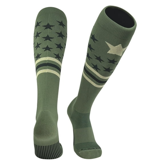 Mk Socks Patriot USA Flag Military Green Knee-High Long Sports Socks (XS)