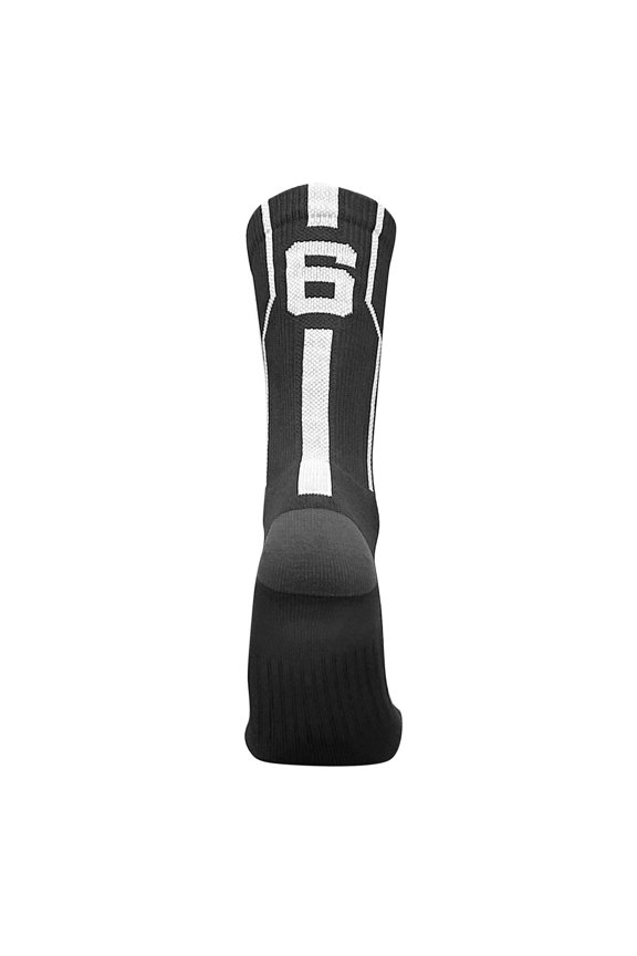 Player ID Jersey Number SINGLE Crew Sock - Black, White