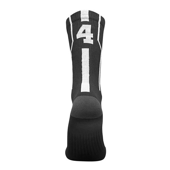 Mk Socks Player ID Jersey Number SINGLE Crew Sock - Black, White