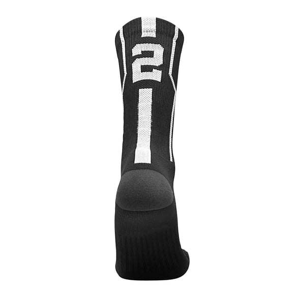 Mk Socks Player ID Jersey Number SINGLE Crew Sock - Black, White